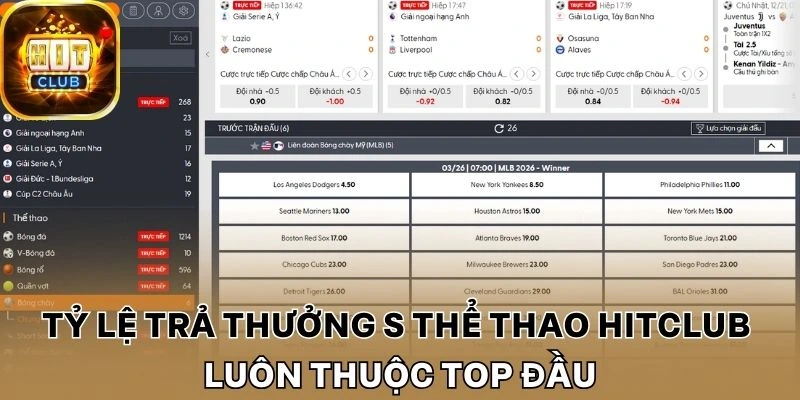 Tỷ lệ trả thưởng S Thể thao Hitclub luôn thuộc top đầu